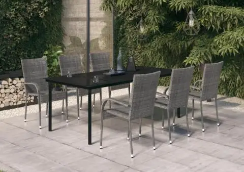 Set mobilier de grădină ,gri și negru, 7 piese - 1/5