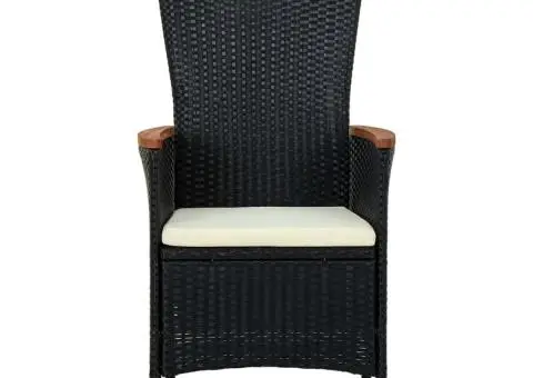 Set mobilier de grădină cu perne, 3 piese, negru - 4/5