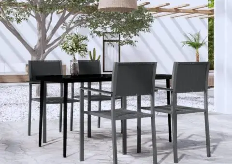 Set de servit masa pentru grădină, 5 piese, negru - 1/5