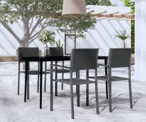vidaXL Set de servit masa pentru grădină, 5 piese, negru