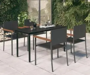 vidaXL Set de mobilier pentru grădină, 5 piese, negru