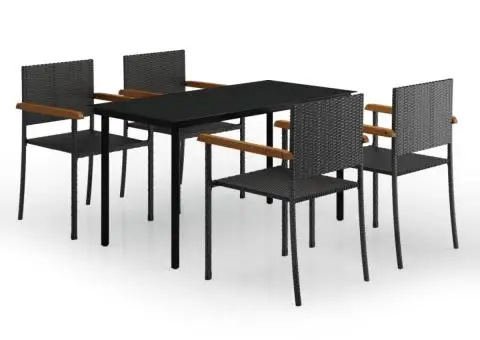 Set de mobilier pentru grădină, 5 piese, negru - 2/5