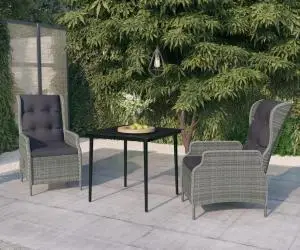 vidaXL Set mobilier pentru grădină, 3 piese, gri deschis