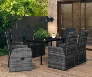 vidaXL Set de mobilier pentru grădină, cu perne, 7 piese, gri