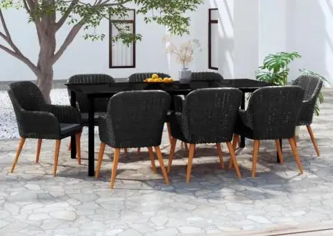 Set mobilier de grădină cu perne, 9 piese, negru - 1/5