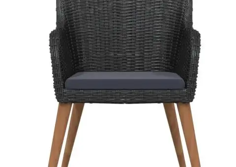 Set mobilier de grădină cu perne, 9 piese, negru - 4/5