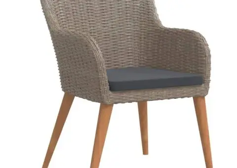 Set de servit masa pentru grădină, 5 piese, cu perne, maro - 3/5