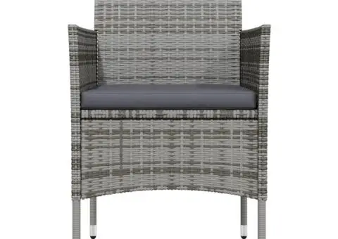 Set mobilier de grădină, cu perne, 3 piese, gri și negru - 4/5