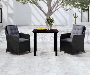 vidaXL Set mobilier pentru grădină, 3 piese, negru