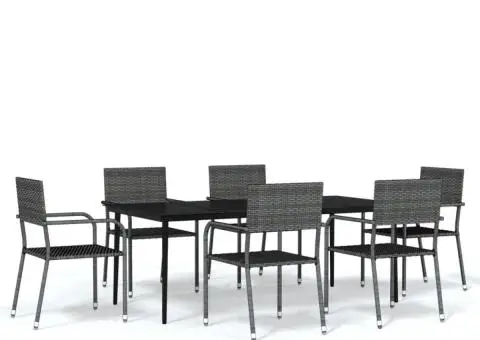 Set mobilier pentru grădină, 7 piese, gri - 2/5