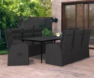 vidaXL Set mobilier de grădină cu perne, 9 piese, negru