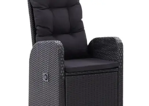 Set mobilier de grădină cu perne, 9 piese, negru - 4/5