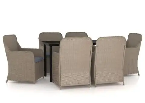 Set de masă pentru grădină, 7 piese, cu perne, maro - 2/5
