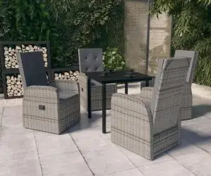 Set mobilier pentru grădină cu perne, 5 piese, gri