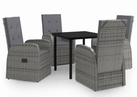 Set mobilier pentru grădină cu perne, 5 piese, gri - 2/5