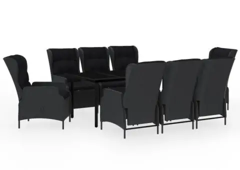 Set mobilier pentru grădină, 9 piese, gri închis - 2/5