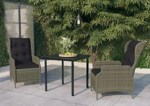 Set mobilier pentru grădină, 3 piese, maro - 1/5