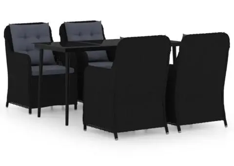 Set de servit masa pentru grădină, 5 piese, negru - 2/5