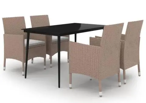 Set mobilier de grădină cu perne, 5 piese, poliratan și sticlă - 2/5