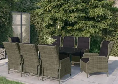 Set mobilier pentru grădină, 9 piese, maro - 1/5