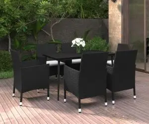vidaXL Set mobilier de grădină cu perne, 7 piese, poliratan și sticlă