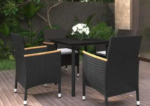 Set mobilier de grădină cu perne 5 piese poliratan & sticlă - 1/5