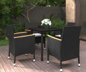 vidaXL Set mobilier de grădină cu perne 5 piese poliratan & sticlă