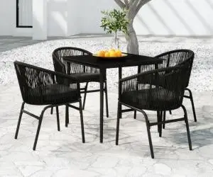 vidaXL Set de servit masa pentru grădină, 5 piese, negru