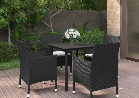 Set mobilier de grădină cu perne 5 piese poliratan & sticlă - 1/5