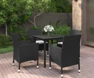vidaXL Set mobilier de grădină cu perne 5 piese poliratan & sticlă