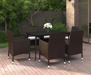 vidaXL Set mobilier de grădină cu perne, 7 piese, poliratan și sticlă