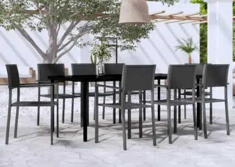 Set mobilier de grădină, 9 piese, negru - 1/5