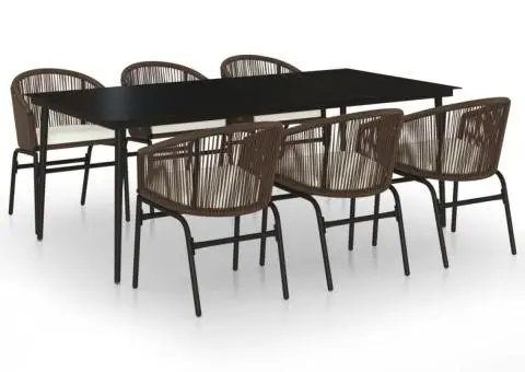 Set de mobilier pentru grădină, 7 piese, maro - 2/5