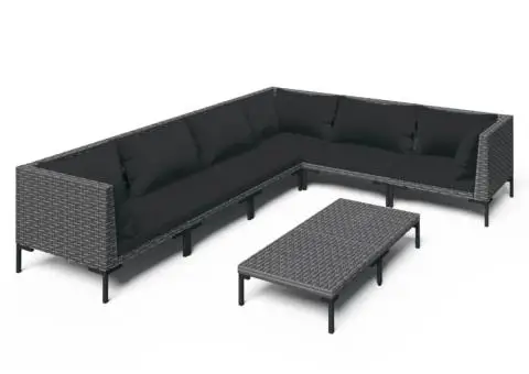 Set mobilier de grădină cu perne, 7 piese,gri închis, poliratan - 2/5