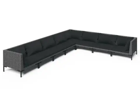 Set mobilier de grădină cu perne 8 piese gri închis poliratan - 2/5