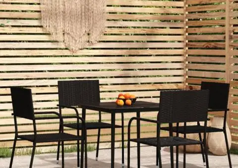 Set de mobilier pentru grădină, 5 piese, negru - 1/5