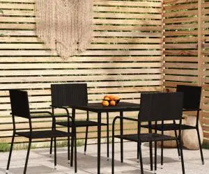 Set de mobilier pentru grădină, 5 piese, negru