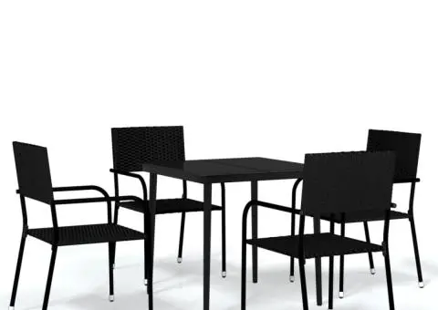 Set de mobilier pentru grădină, 5 piese, negru - 2/5