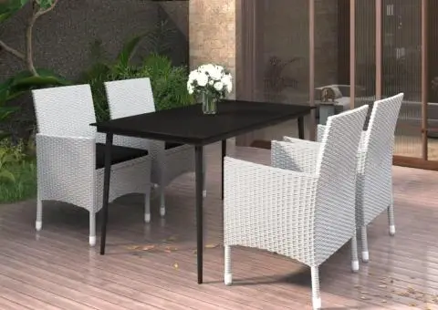 Set mobilier de grădină cu perne 5 piese poliratan & sticlă - 1/5