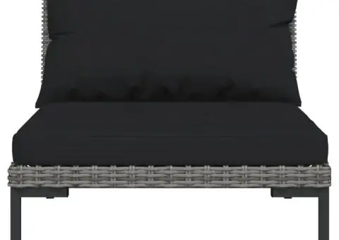 Set mobilier de grădină cu perne, 7 piese,gri închis, poliratan - 4/5