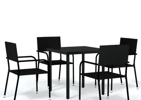 Set de mobilier pentru grădină, 5 piese, negru - 2/5