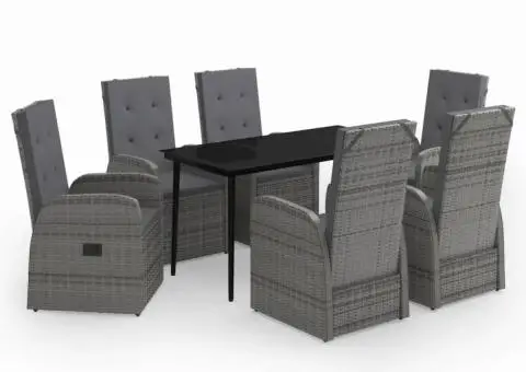 Set de mobilier pentru grădină, cu perne, 7 piese, gri - 2/5