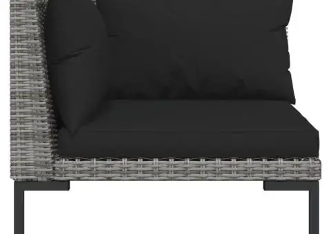 Set mobilier de grădină cu perne, 8 piese, gri închis poliratan - 4/5