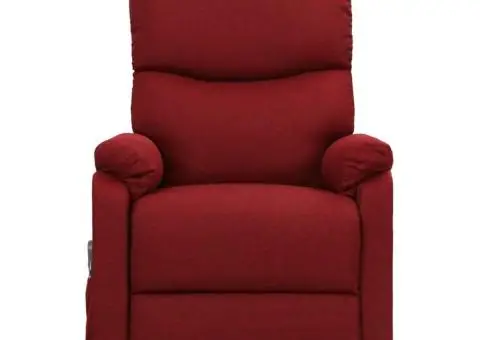 Fotoliu de masaj cu ridicare, roșu vin, material textil - 4/5