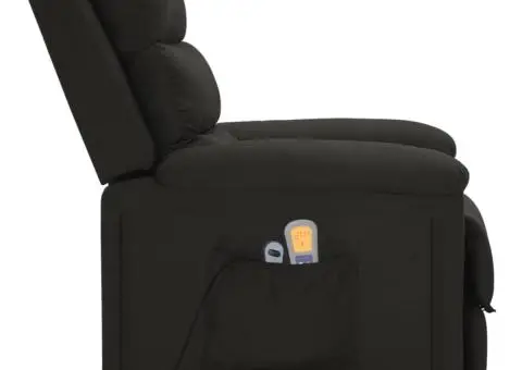 Fotoliu de masaj cu ridicare, negru, material textil - 4/5