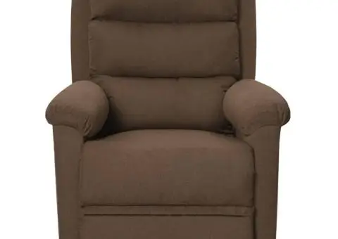 Fotoliu de masaj cu ridicare, maro, material textil - 3/5