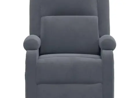 Fotoliu de masaj electric, gri închis, catifea - 4/5