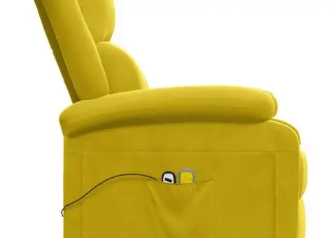 Fotoliu de masaj electric, galben, catifea - 5/5