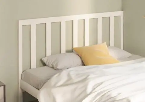 Tăblie de pat, alb, 166x4x100 cm, lemn masiv de pin - 1/5