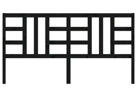 Tăblie de pat, negru, 206x4x100 cm, lemn masiv de pin - 4/5